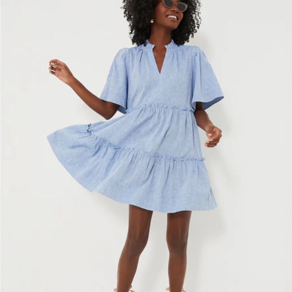 Tuckernuck Blue Tiered chambray dress
